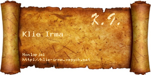 Klie Irma névjegykártya